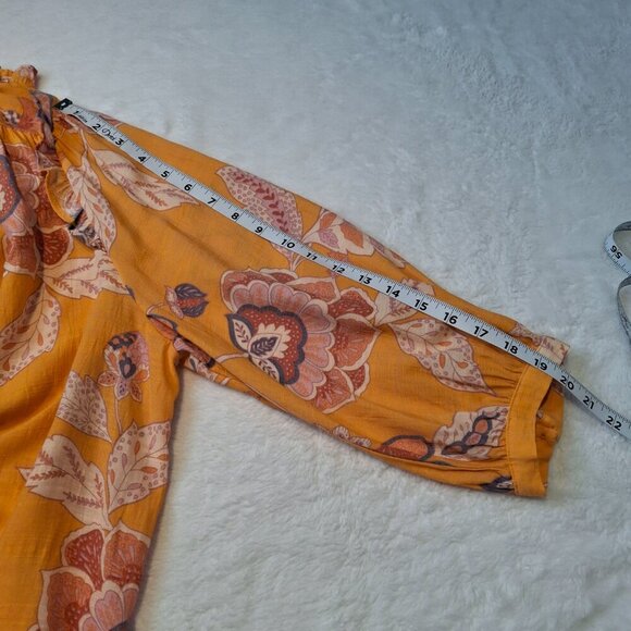 Lauren Conrad Floral Blouse Sz XXL Button Front Puff Sleeves Boho Cottagecore - Picture 12 of 14